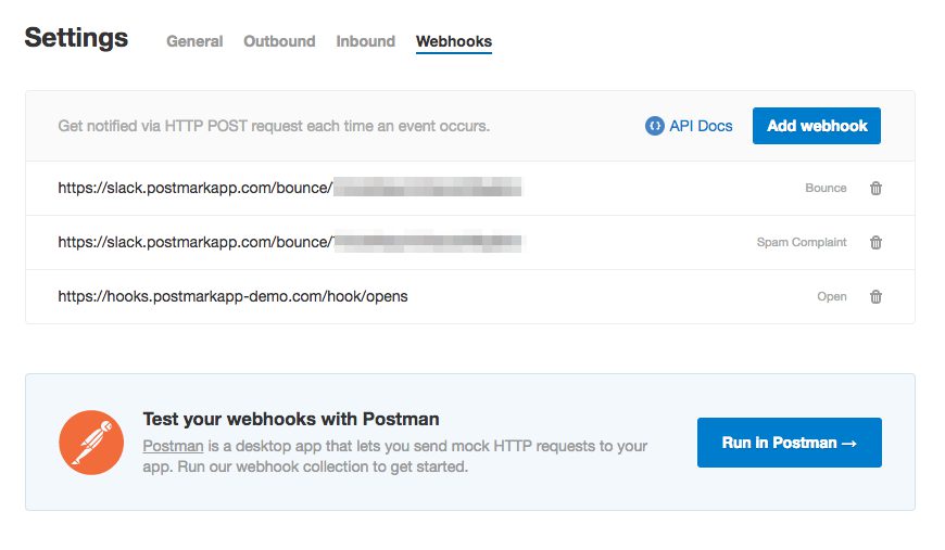 To add a new webhook, click the “Add webhook” button, which takes you ...