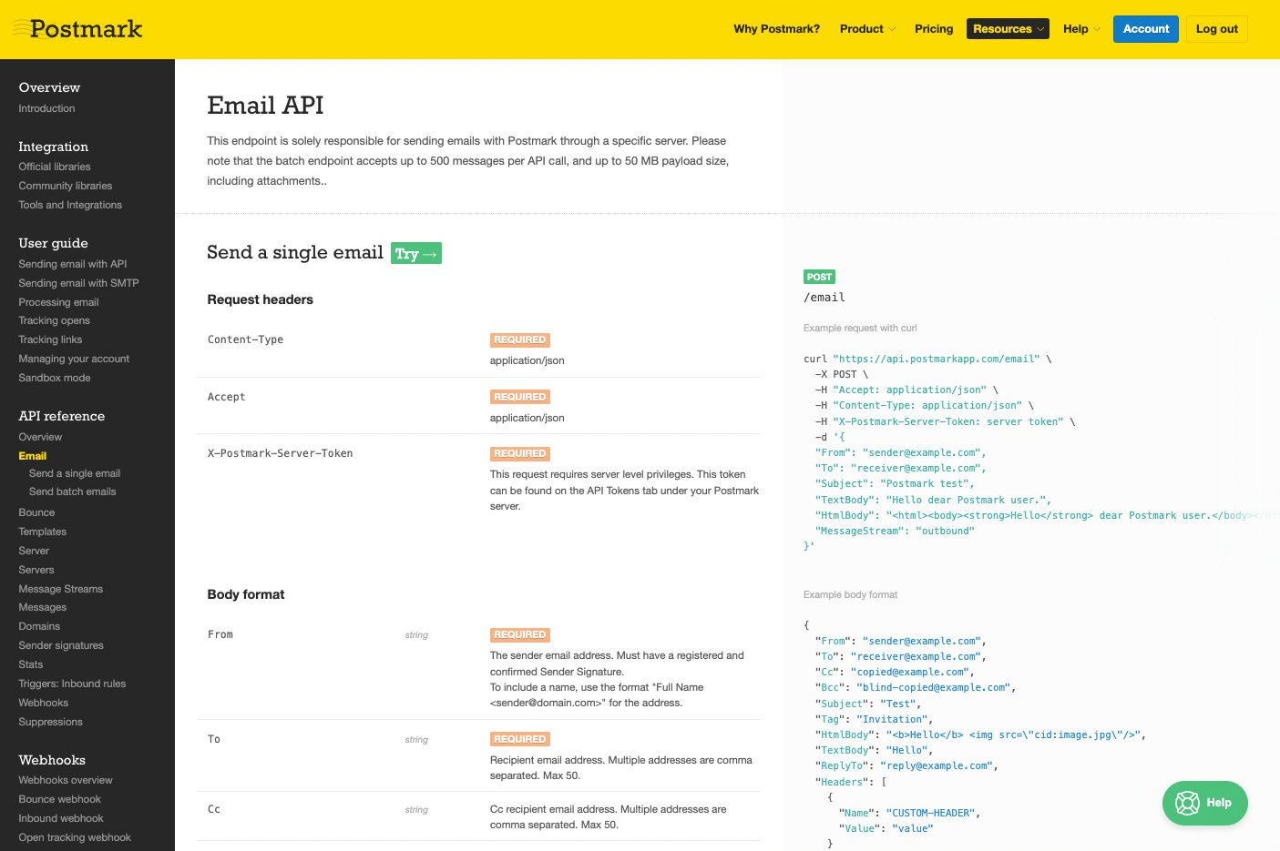 Postmark documentation