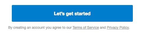 Terms of Service note below sign up button Terms of Service note below sign up button